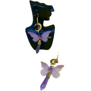 💜🦋Butterfly Natural Crystal Drop Earrings🦋💜